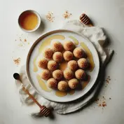 Köstliche Tahini-Honig-Puffs mit Zimt-Birnen, die perfekte Balance von Süße und Gewürz in jedem Bissen.